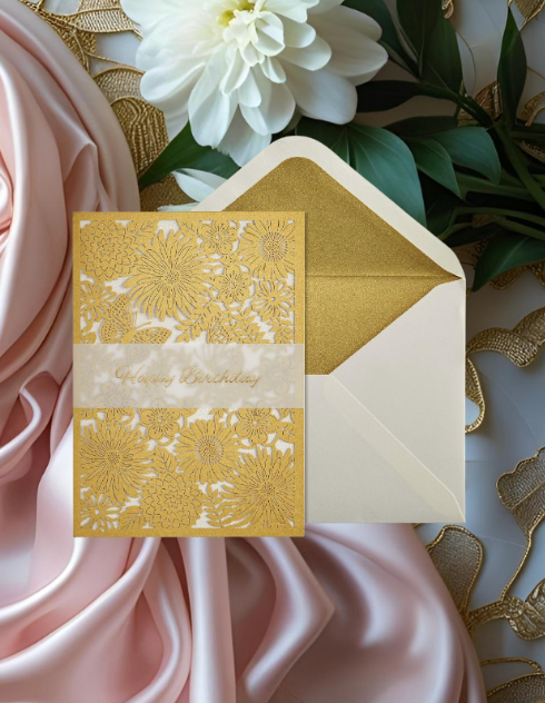 Laser Cut Floral Birthday Card