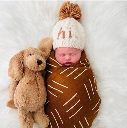 hi. Pecan Hand Knit Beanie Hat