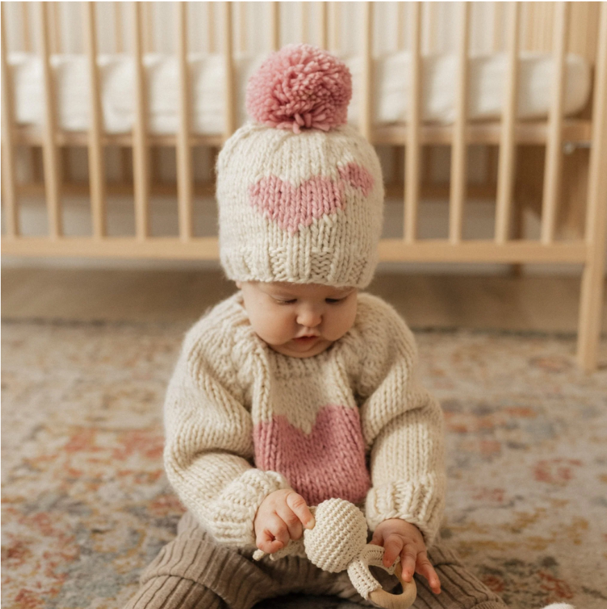 Sweetheart Knit Beanie Hat Rosy