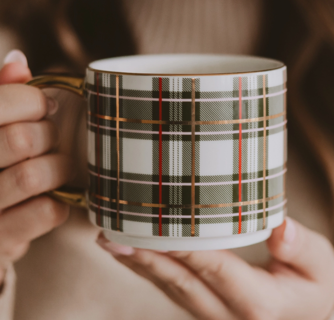Green Plaid Coffee Mug