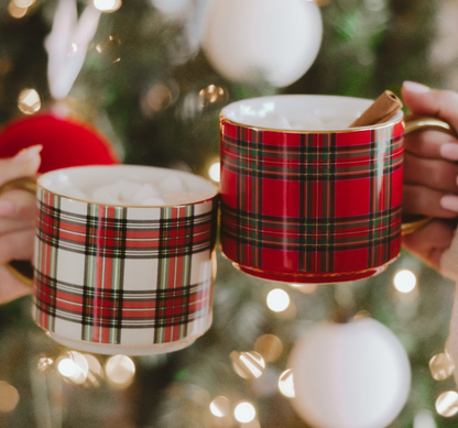 White Plaid Coffee Mug