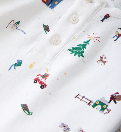 Kids Pima Snug Fit Pajama Set in Holiday Town