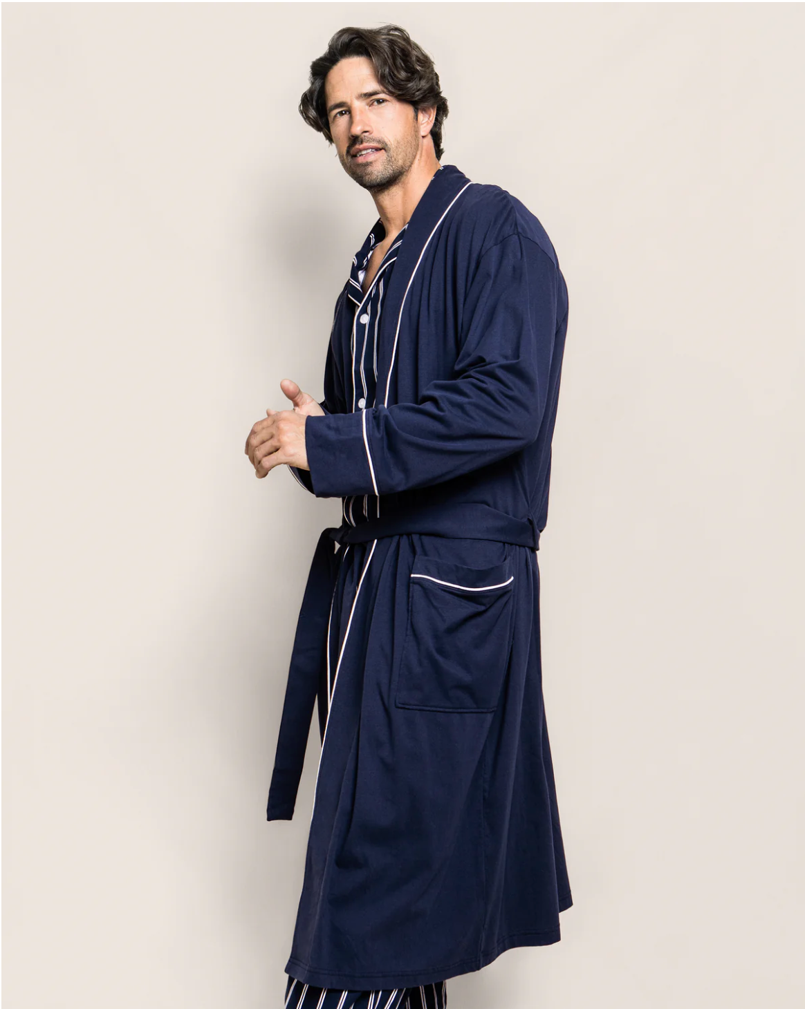 Men's Pima Robe in Navy