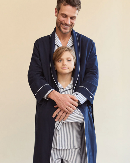 Men's Pima Robe in Navy
