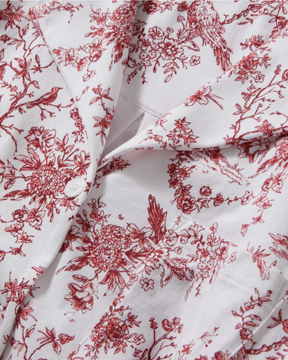 The Olivia Wide Leg Pima Pajama Set in Red Timeless Toile