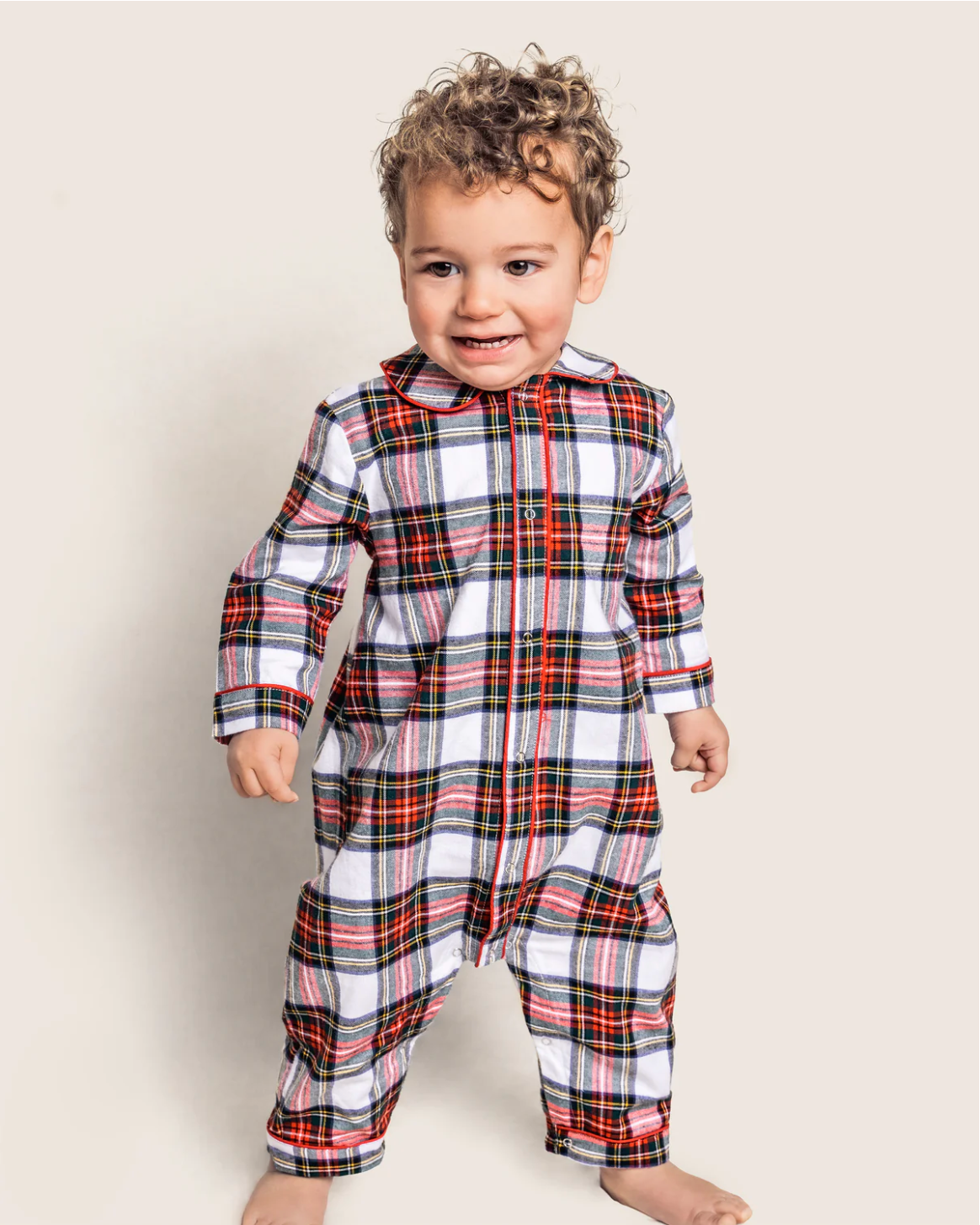 Baby's Brushed Twill Cambridge Romper in Balmoral Tartan