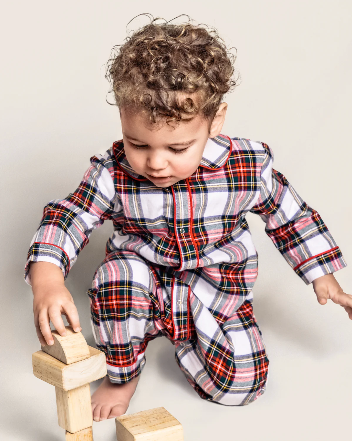 Baby's Brushed Twill Cambridge Romper in Balmoral Tartan