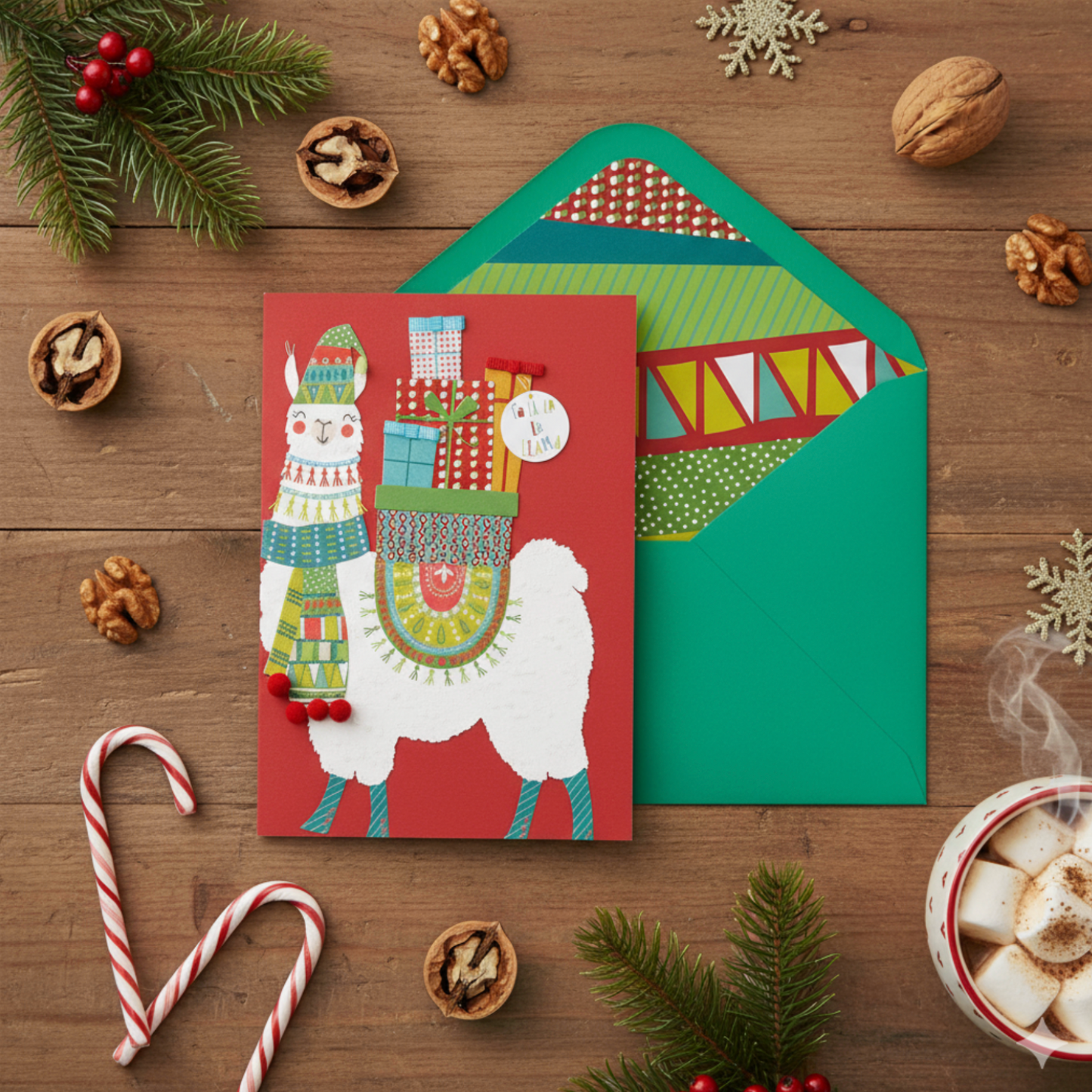 Llama In Xmas Togs Christmas Card