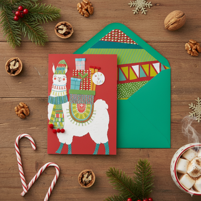 Llama In Xmas Togs Christmas Card