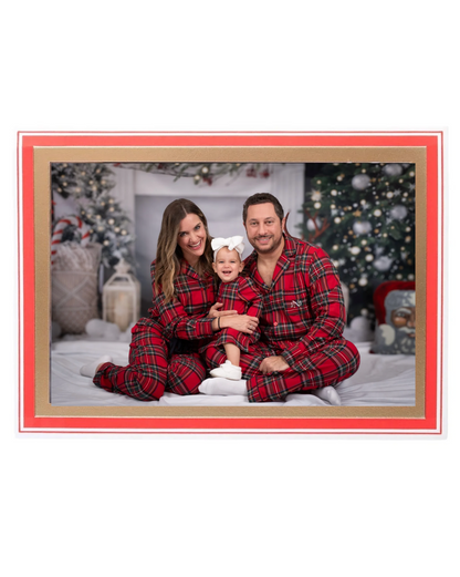 Embossed Red and Gold Foil Boarder Holiday Photo Card Set