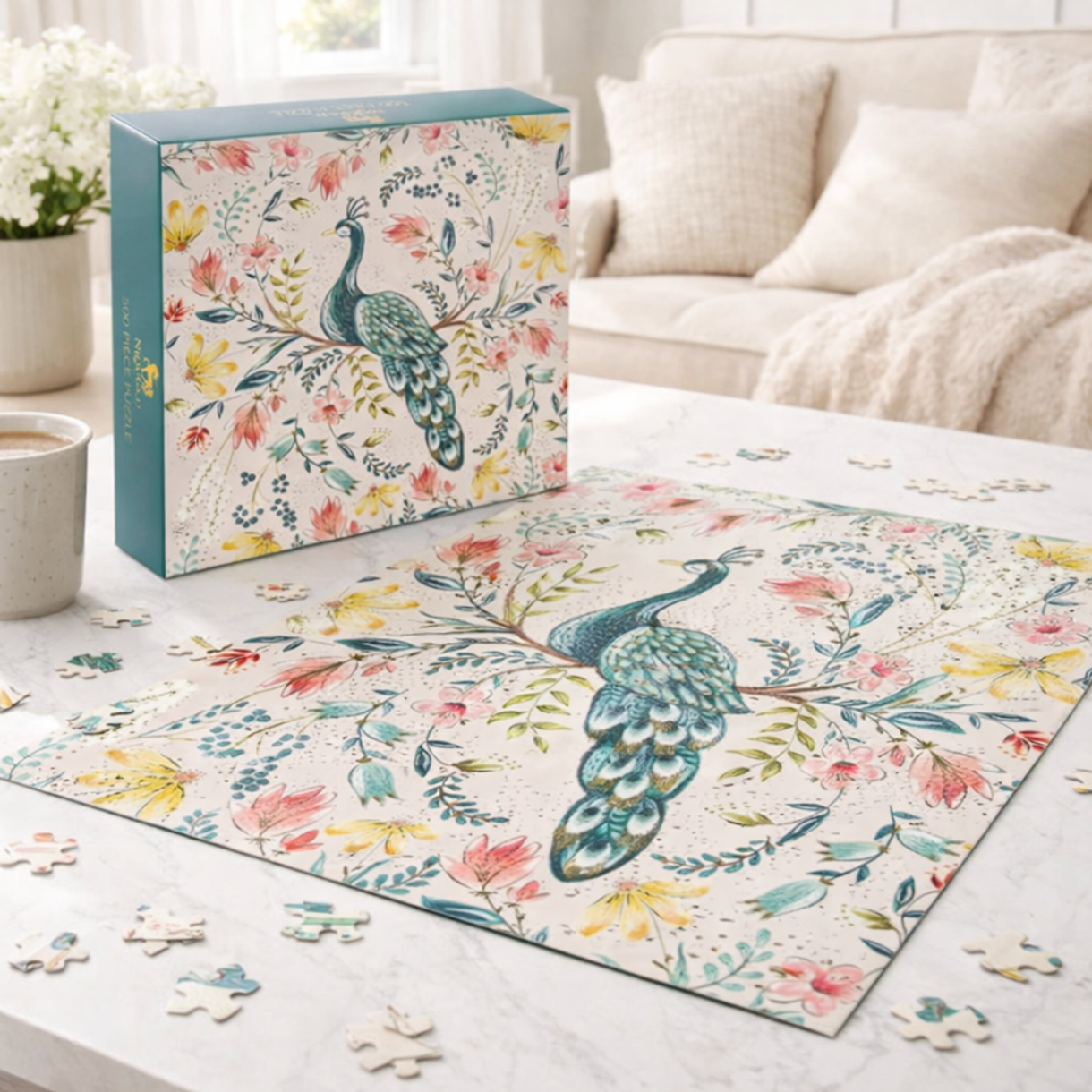 Peach Melba Peacock Puzzle