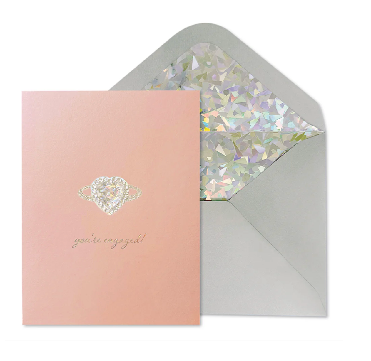 Heart Shaped Diamond Ring Engagement Wedding Card