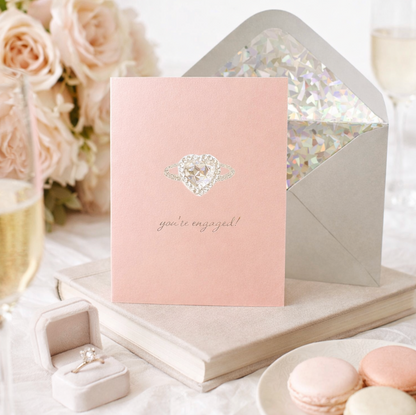 Heart Shaped Diamond Ring Engagement Wedding Card