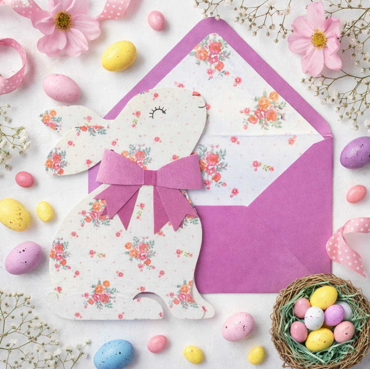 Die Cut Bunny Easter Card