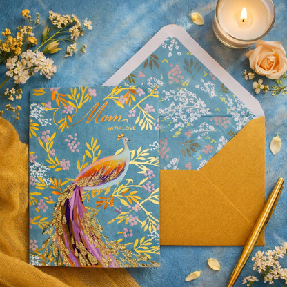 Peacock On Teal Mother's Day