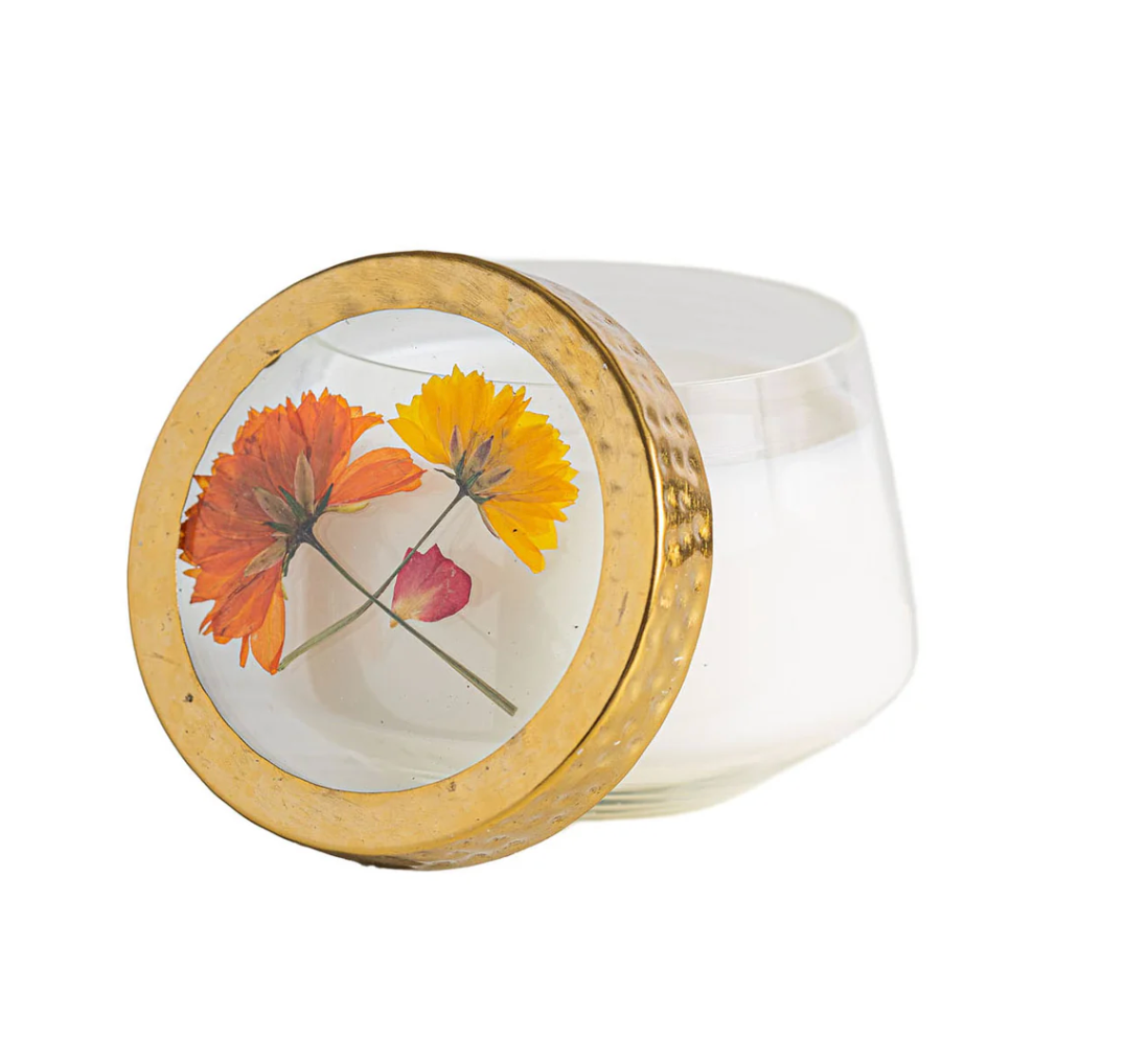 Accent Pressed Floral Candle - Sugared Citrus