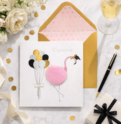 Grad Fur Flamingo Graduation Card