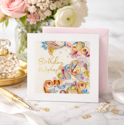 Quilled Paisley Birthday Card