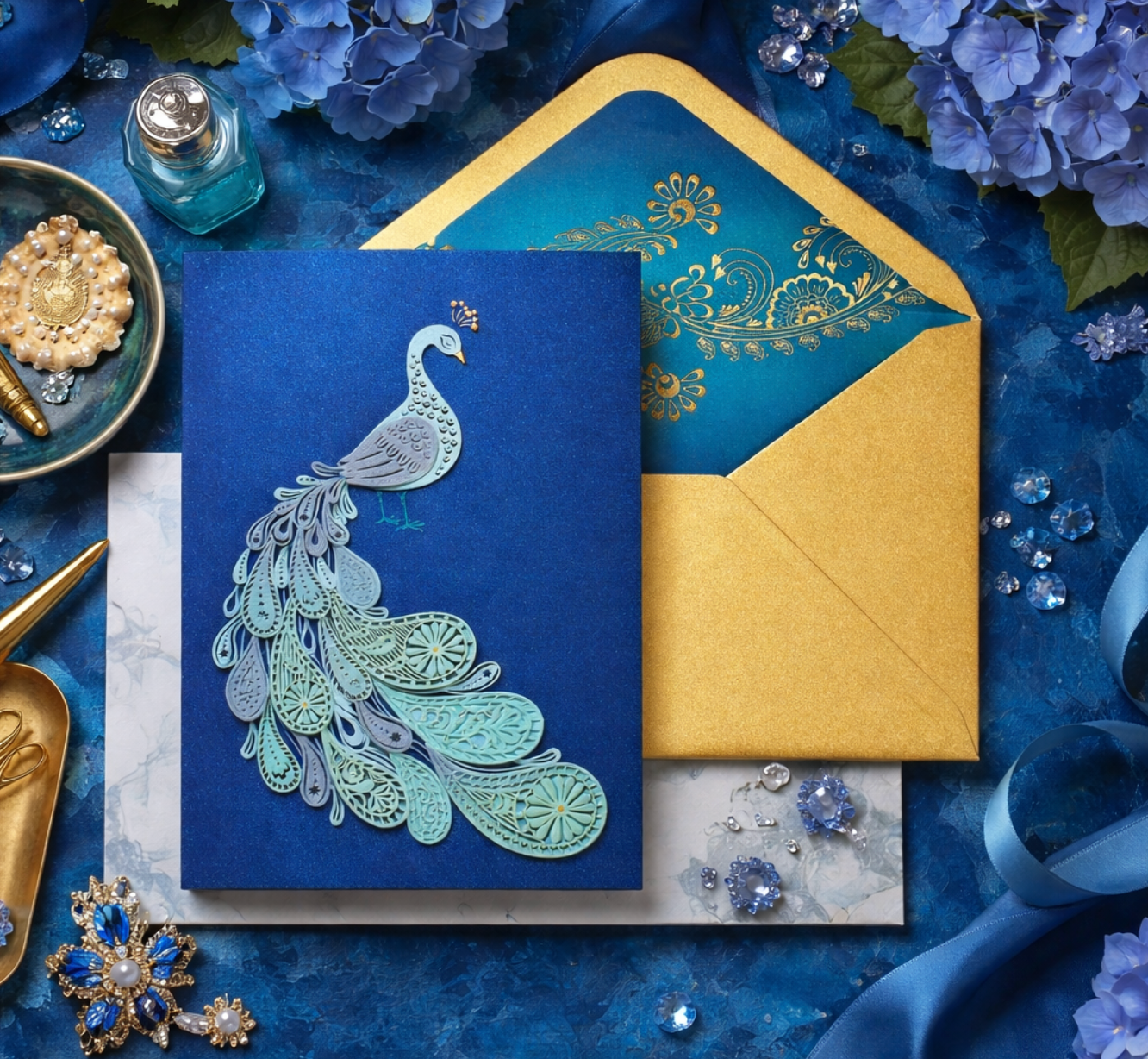 Laser Cut Peacock Birthday Card