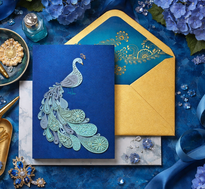 Laser Cut Peacock Birthday Card