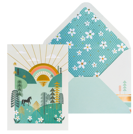 Green Hills With Horse Birthday Card NEW