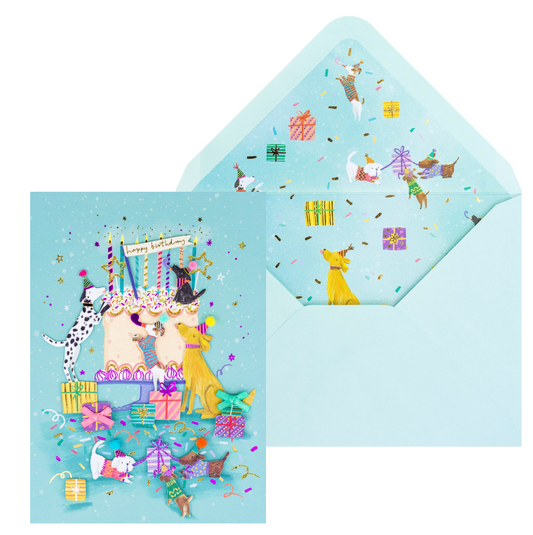 Dogs With Cake Birthday Card NEW