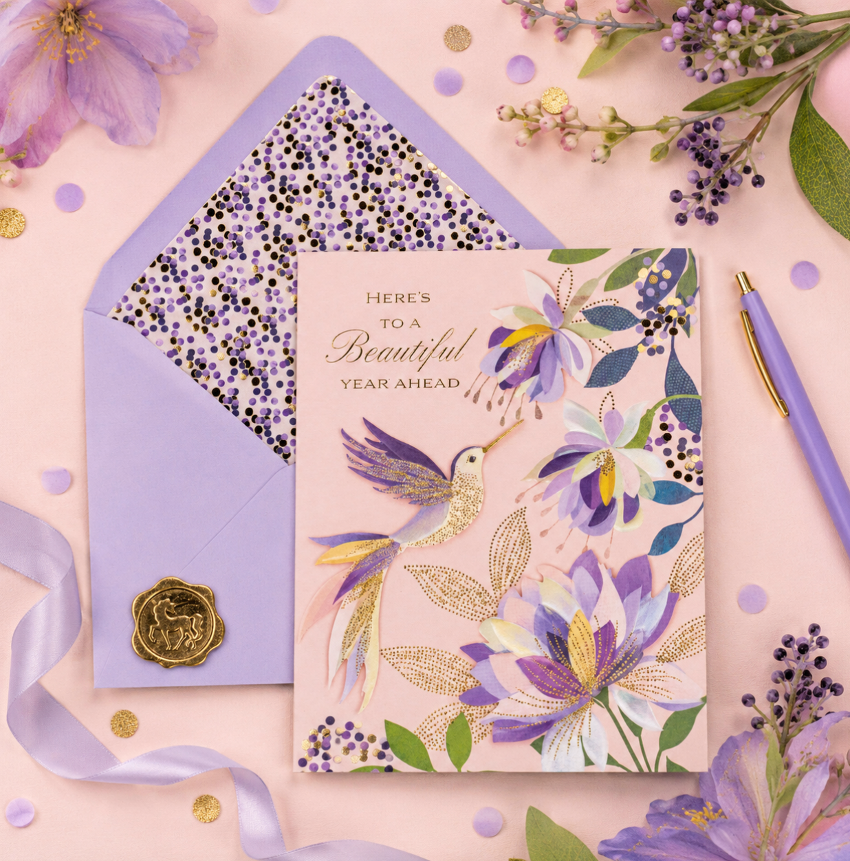 Fuchsias Hummingbird Birthday Card NEW