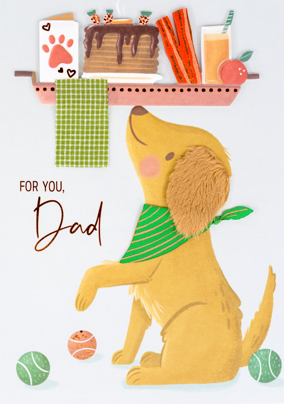 Dad Breakfast Platter Puppy Birthday Card NEW