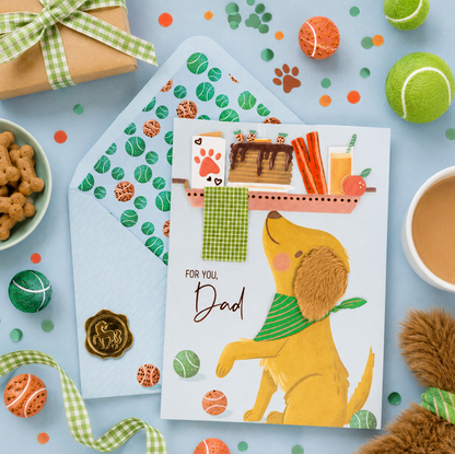 Dad Breakfast Platter Puppy Birthday Card NEW