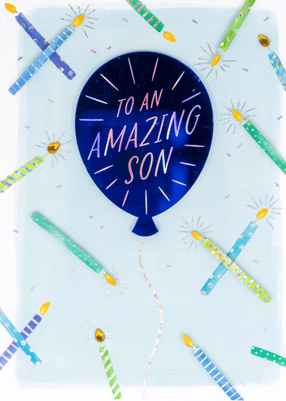 Son Balloons and Confetti Birthday Card NEW