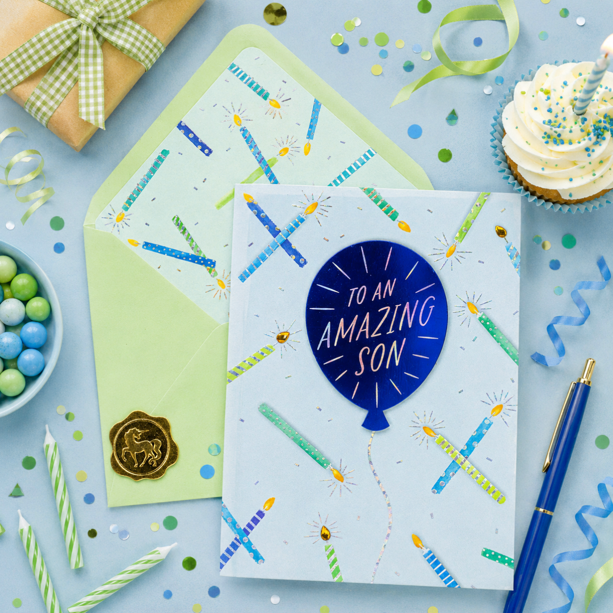Son Balloons and Confetti Birthday Card NEW