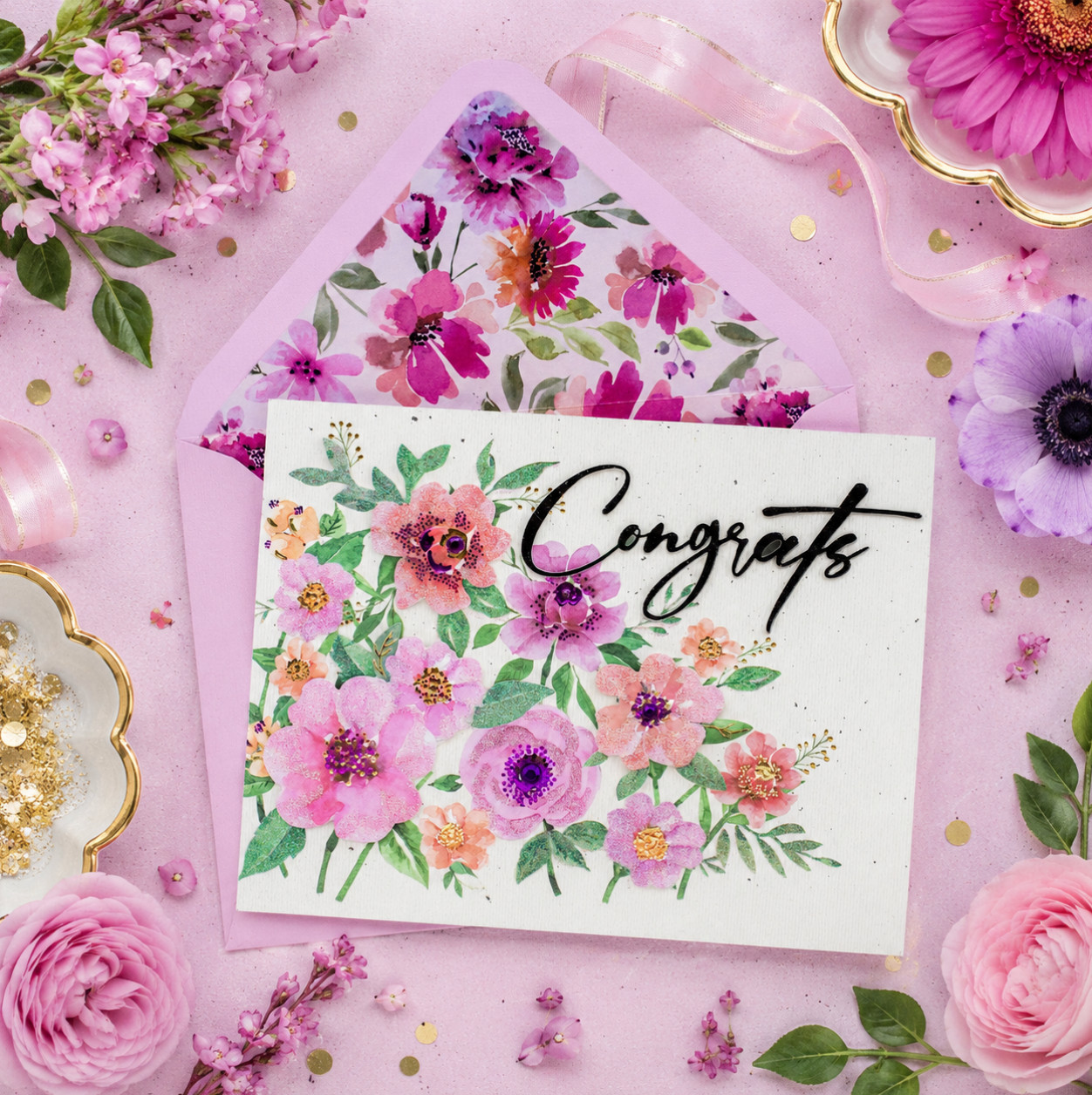 Floral Congrats Congratulations Card NEW