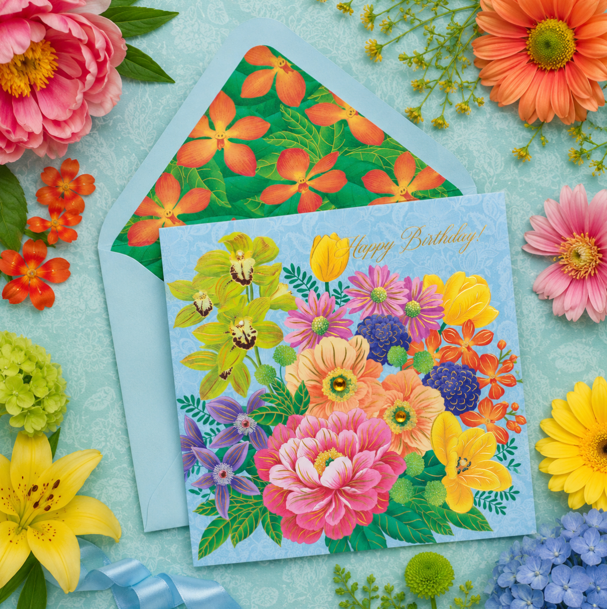 Floral In Vase Pop-Up Birthday Card NEW