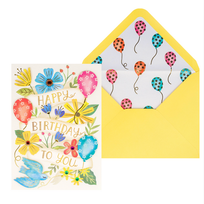 Happy Birthday Banner With Balloons Birthday Card NEW