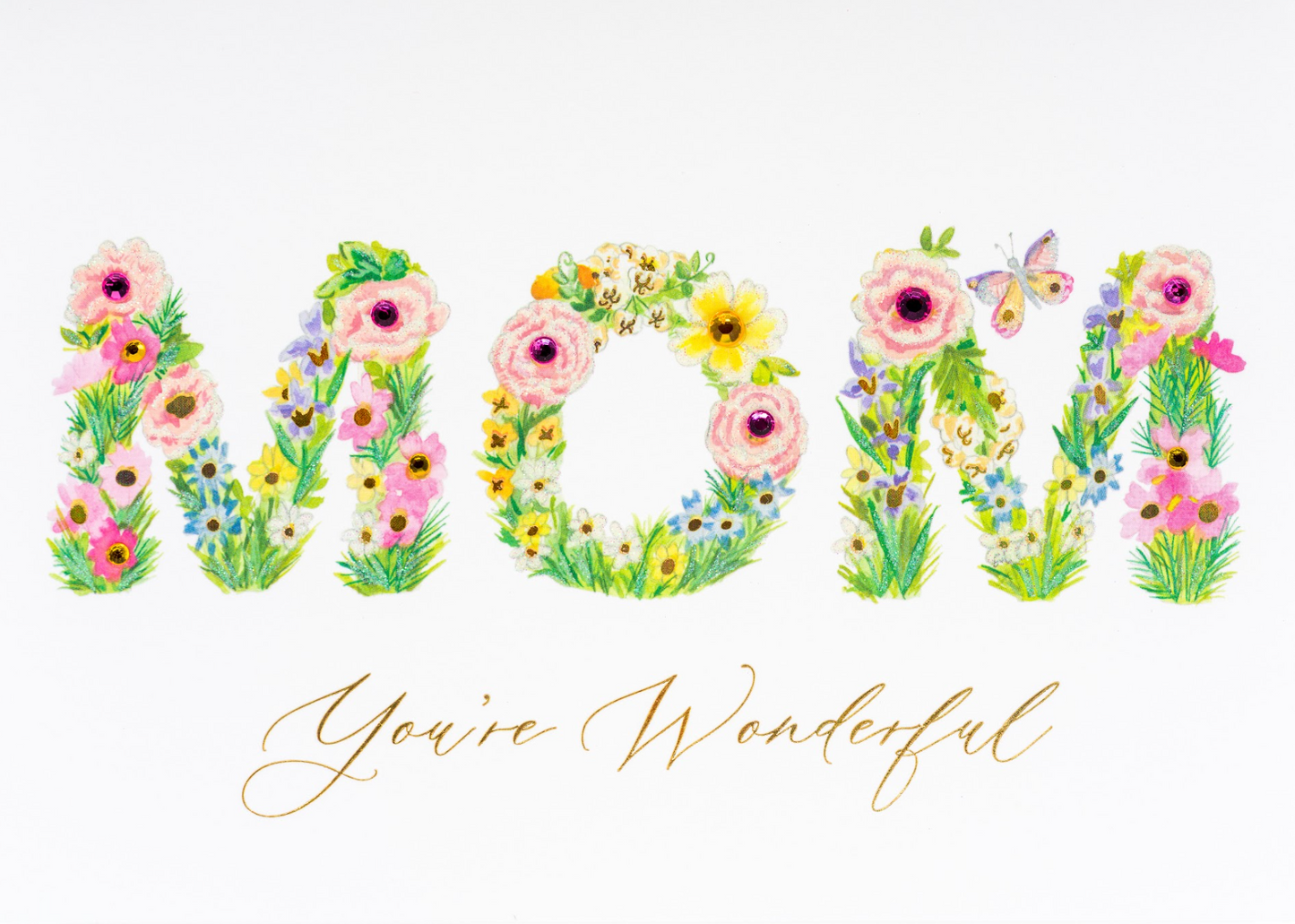 Mom Floral Lettering Birthday Card NEW