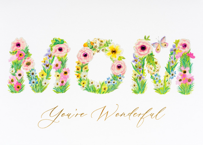 Mom Floral Lettering Birthday Card NEW