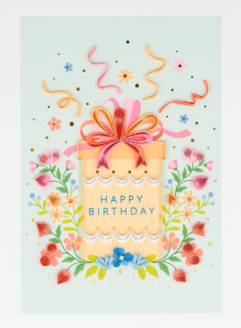 Quilled Present and Flowers Birthday Card NEW