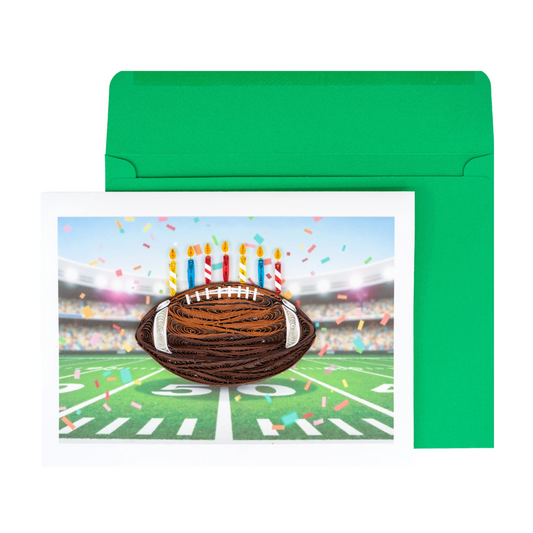 Quilled Football with Candles Birthday Card NEW