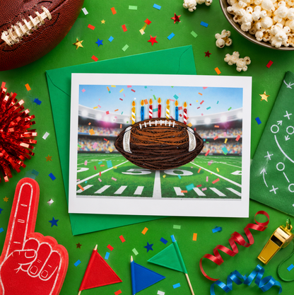 Quilled Football with Candles Birthday Card NEW