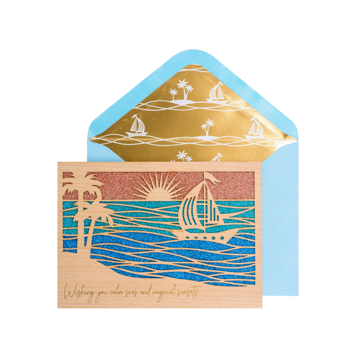 Laser-cut Sailboat & Waves Birthday Card NEW