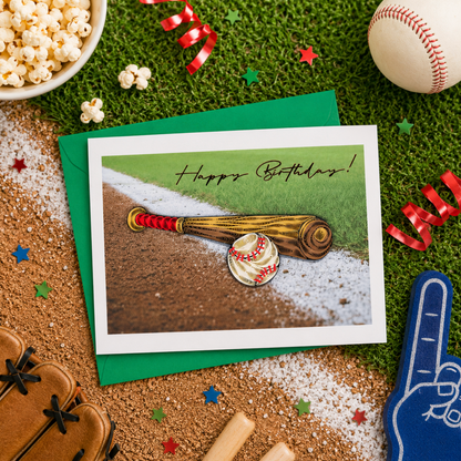 Quilled Baseball & Bat Birthday Card NEW