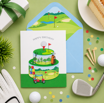 Golf Cake Birthday Card NEW