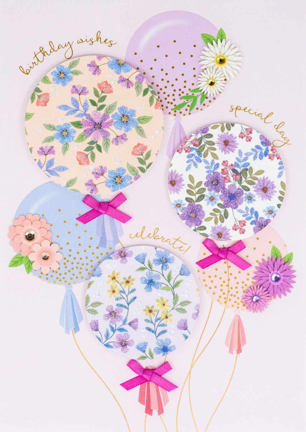 Floral Balloons Birthday Card NEW