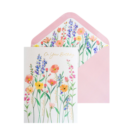 Vellum Growing Flowers Birthday Card NEW