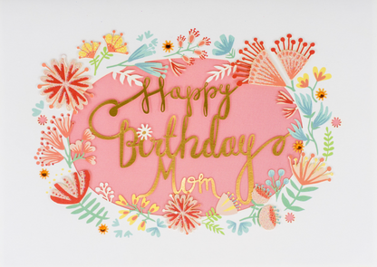 Laser-cut Floral Mom Birthday Card NEW