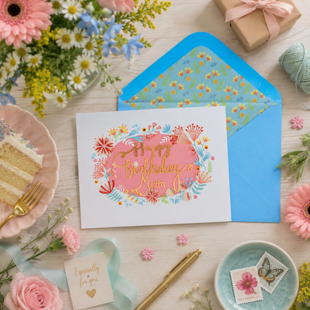 Laser-cut Floral Mom Birthday Card NEW