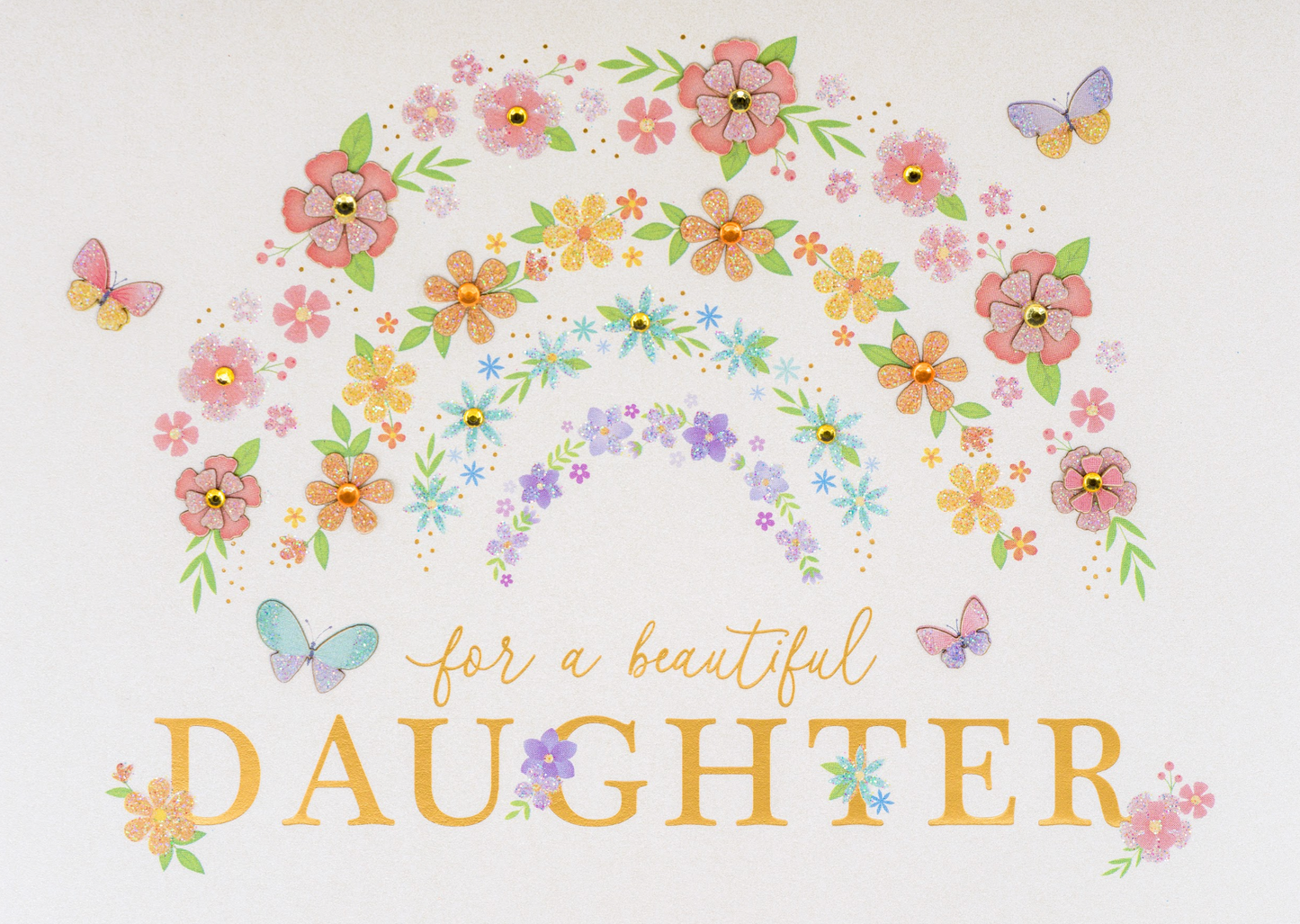 Daughter Flower Rainbow Birthday Card NEW