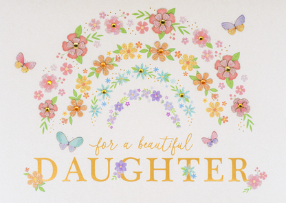 Daughter Flower Rainbow Birthday Card NEW