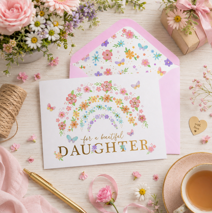 Daughter Flower Rainbow Birthday Card NEW