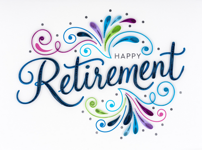 Quilled Retirement Lettering Retirement Card NEW